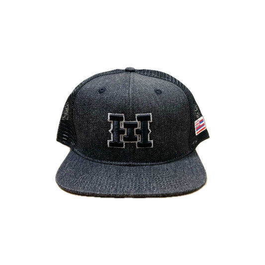 HI logo Snapback hats Black Denim Mesh