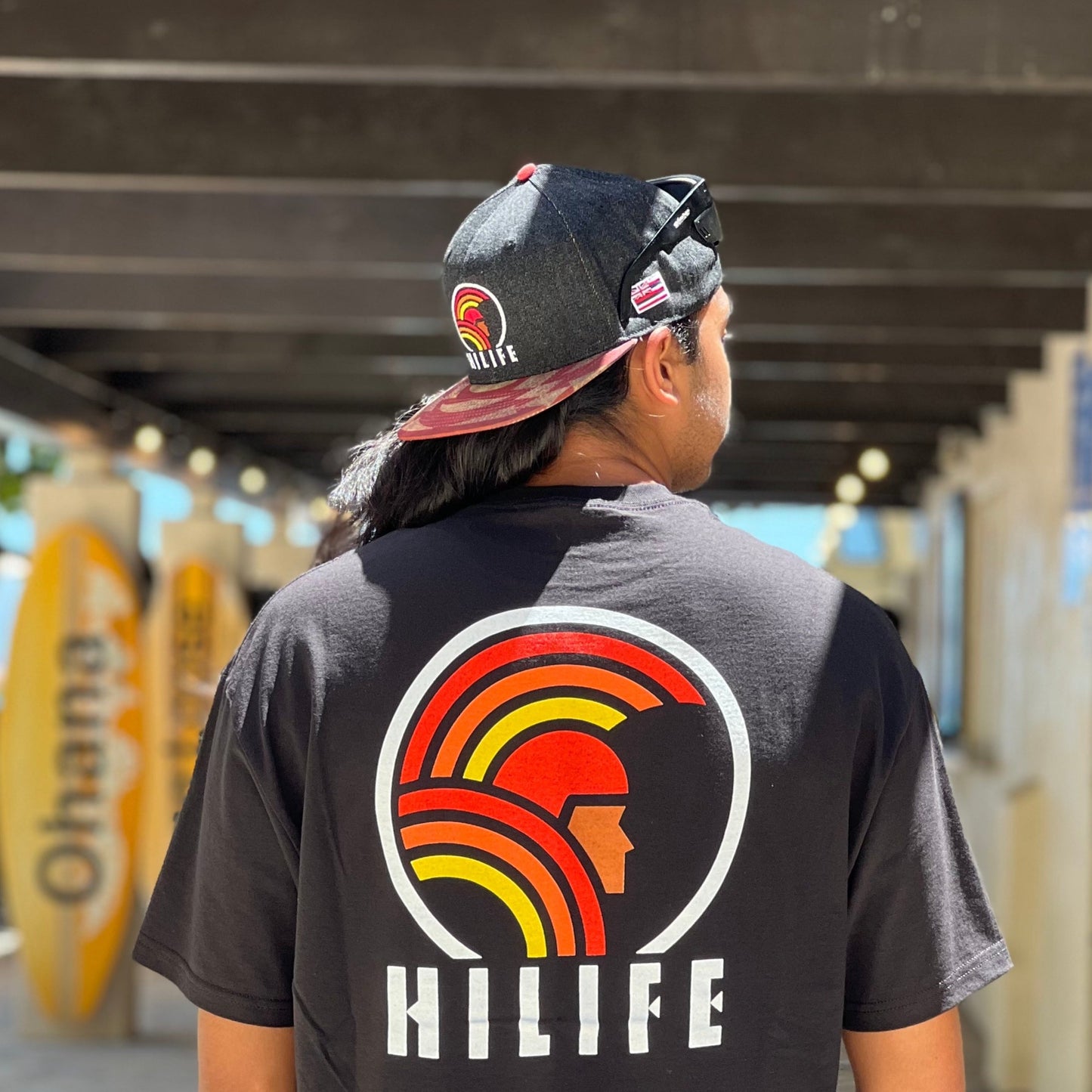 Ikaika Snapback hats Black Denim Red Cloak