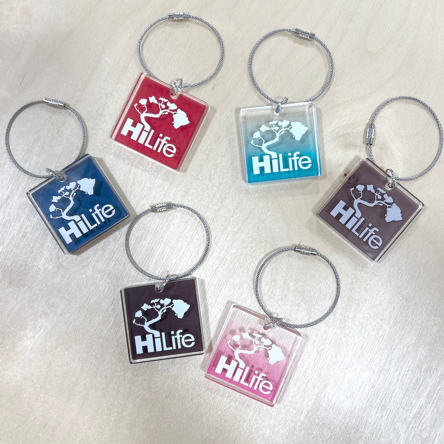 Keychain - Square Acrylic with Stainless Steel Wire