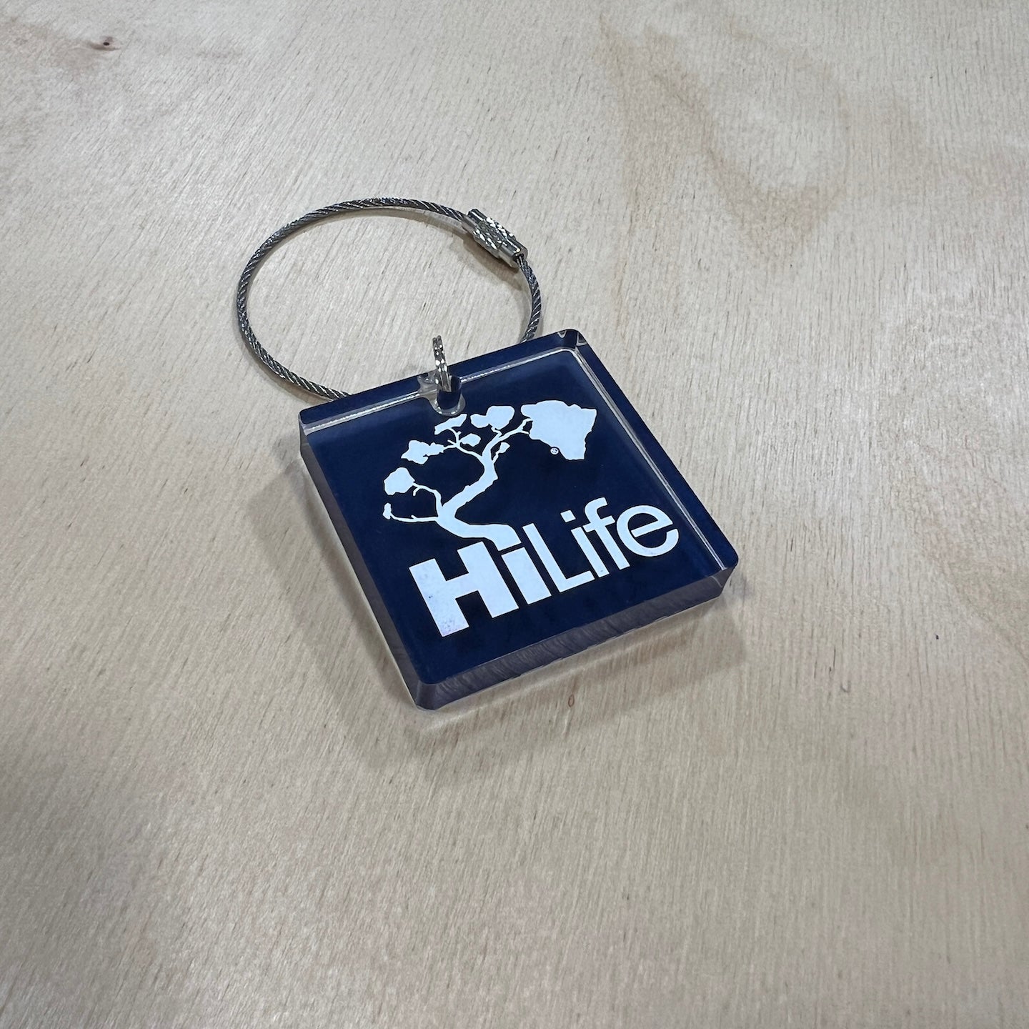 Keychain - Square Acrylic with Stainless Steel Wire