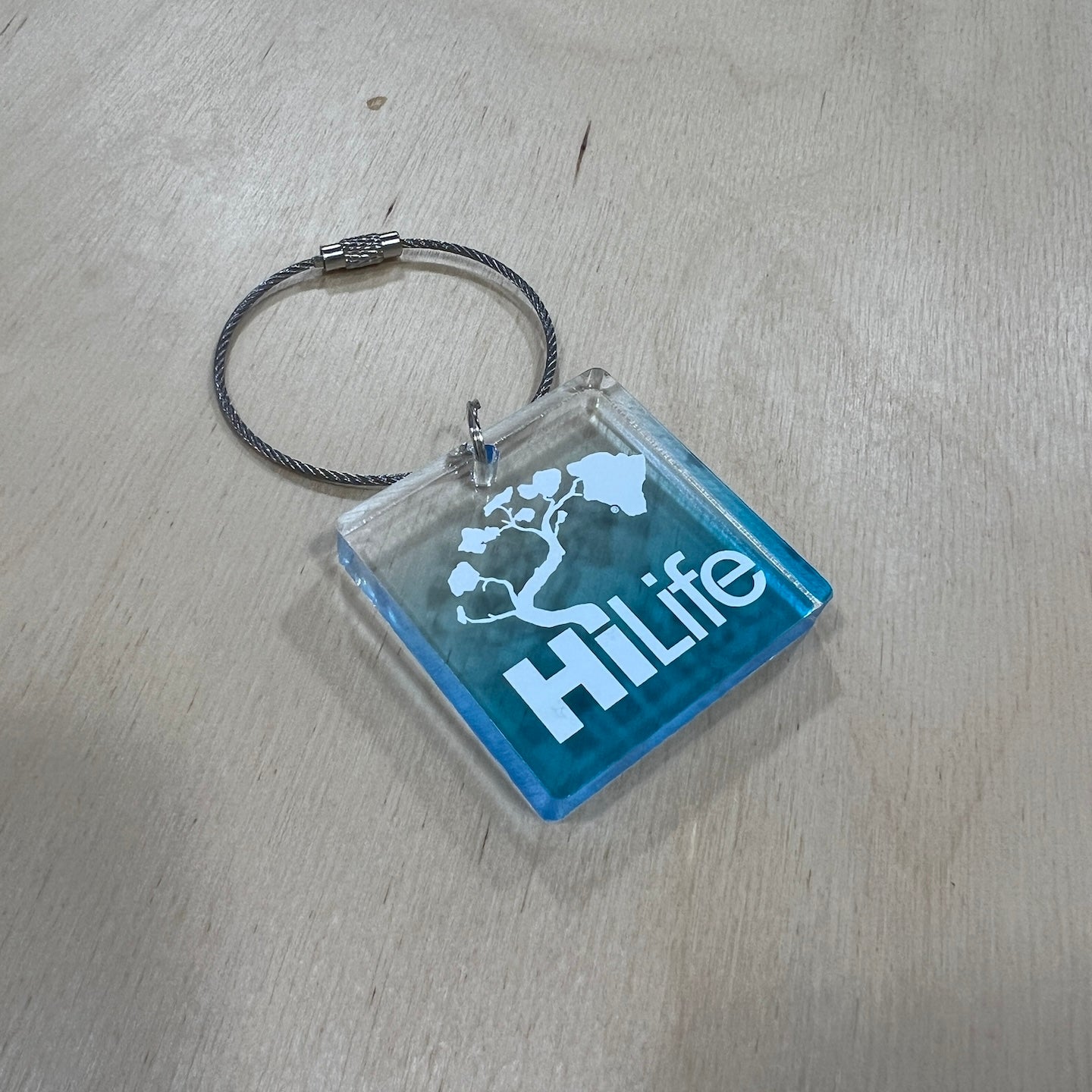Keychain - Square Acrylic with Stainless Steel Wire