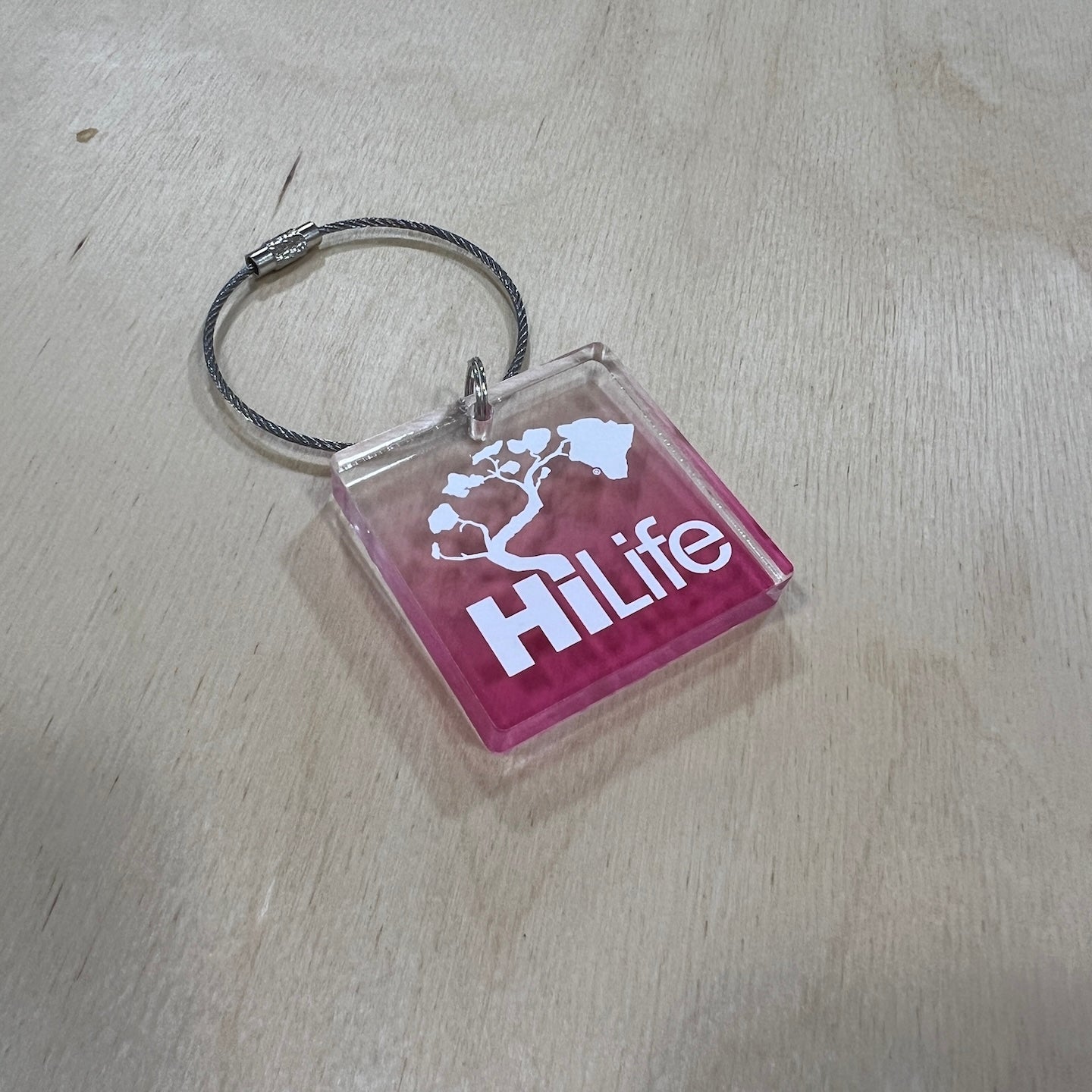 Keychain - Square Acrylic with Stainless Steel Wire