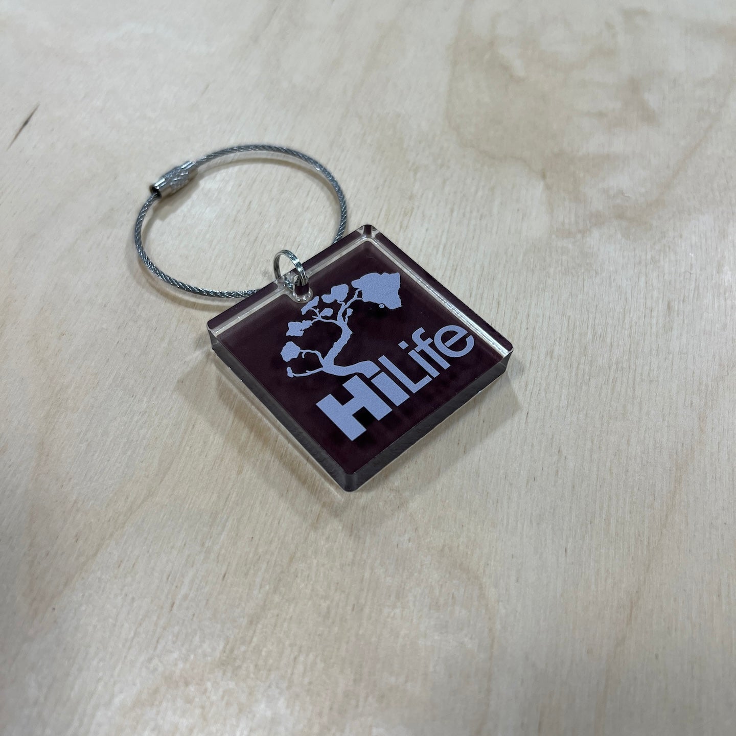 Keychain - Square Acrylic with Stainless Steel Wire