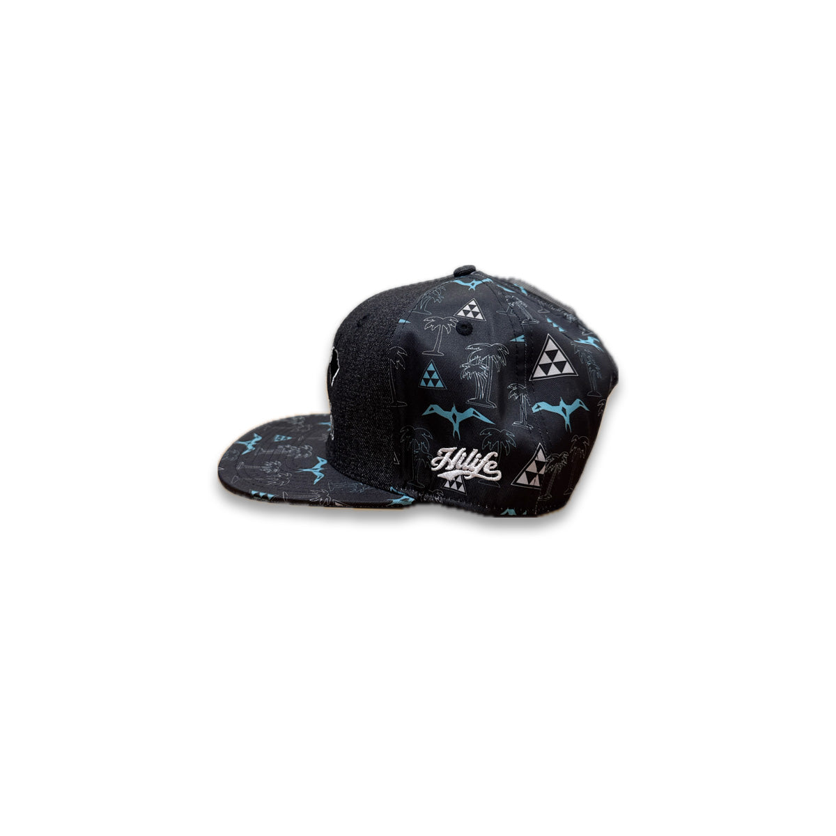 BASIC LOGO Snapback hats 2 Tone Black Denim Thunder Iwa