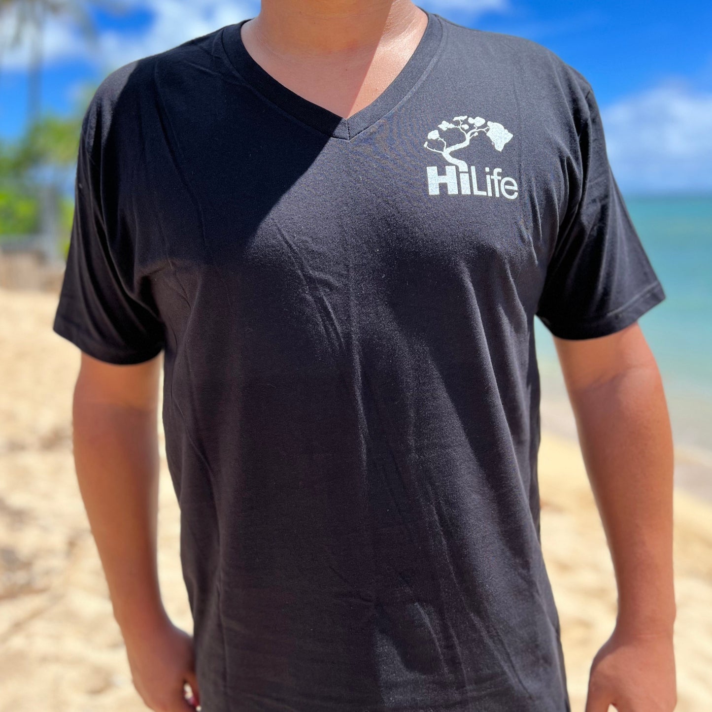 3" Basic Logo V Neck Tee