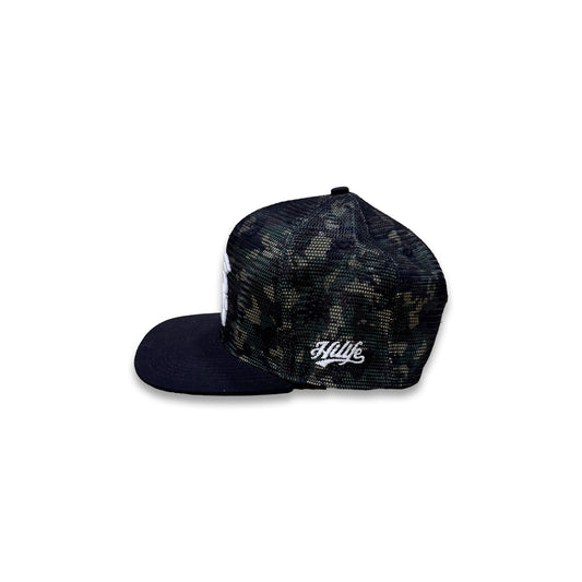 Warrior 3D Snapback hats Woodland (Island Camo™) Meshover/ Hawaiian Flag Underbill