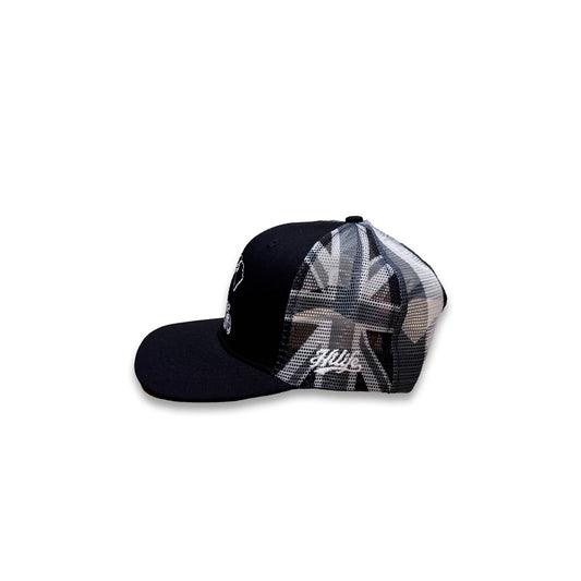 BASIC LOGO Snapback hats Black&White Hawaiian Flag Mesh