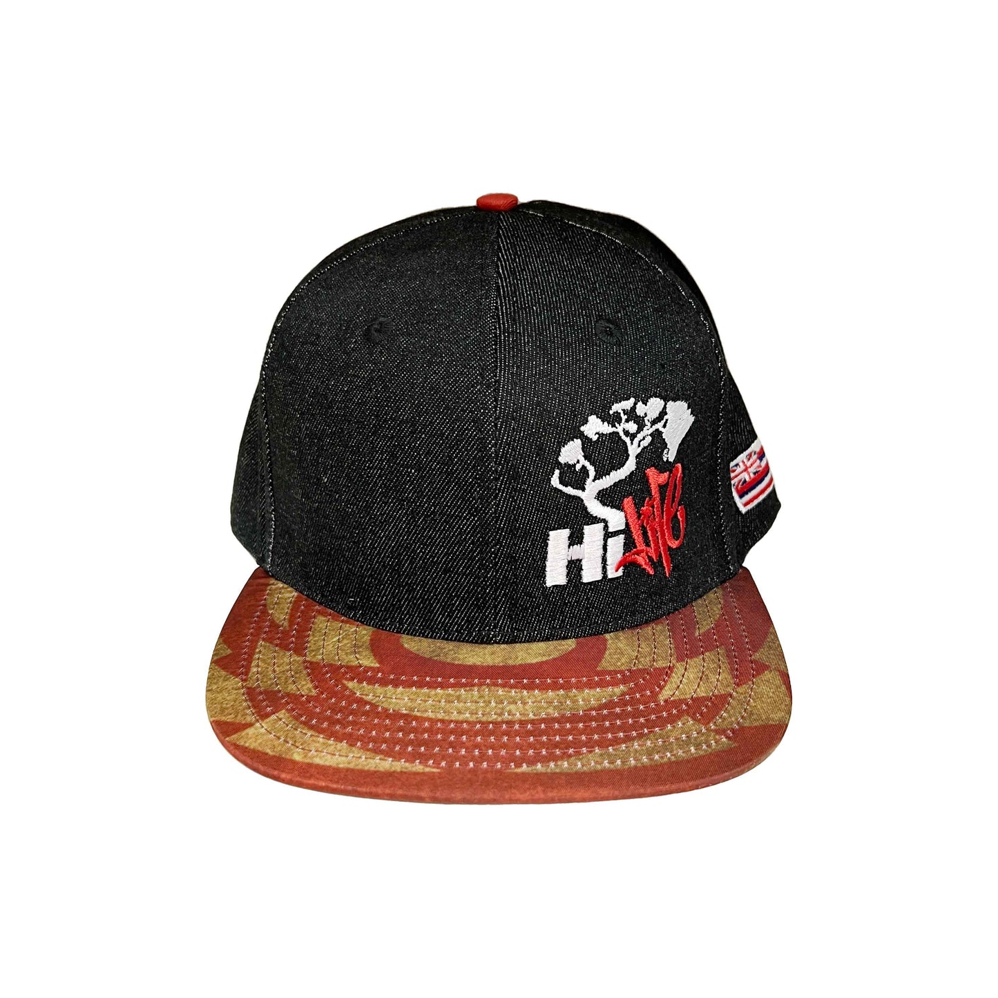 Hapa Snapback hats Black Denim Red Cloak