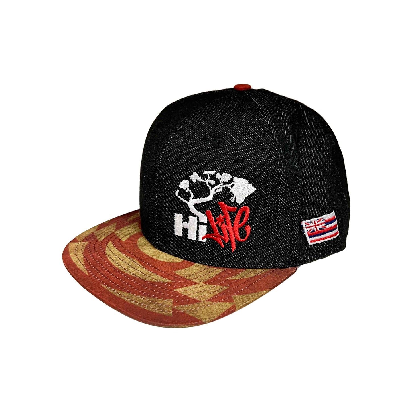 Hapa Snapback hats Black Denim Red Cloak