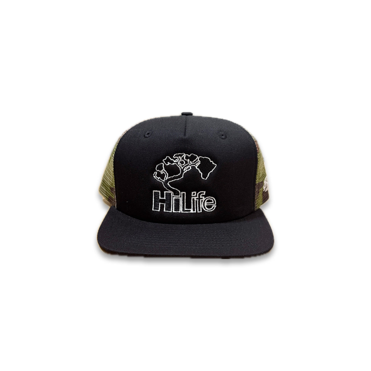 BASIC LOGO Snapback hats 5 Panel Black / Camo Mesh