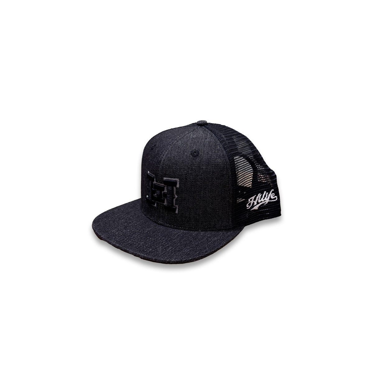 HI logo Snapback hats Black Denim Mesh