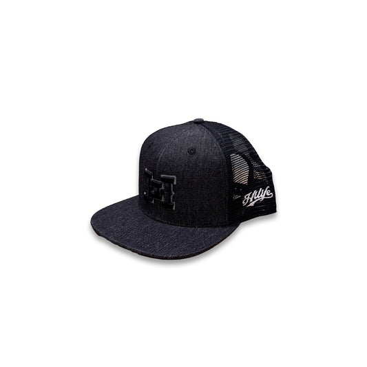 HI logo Snapback hats Black Denim Mesh
