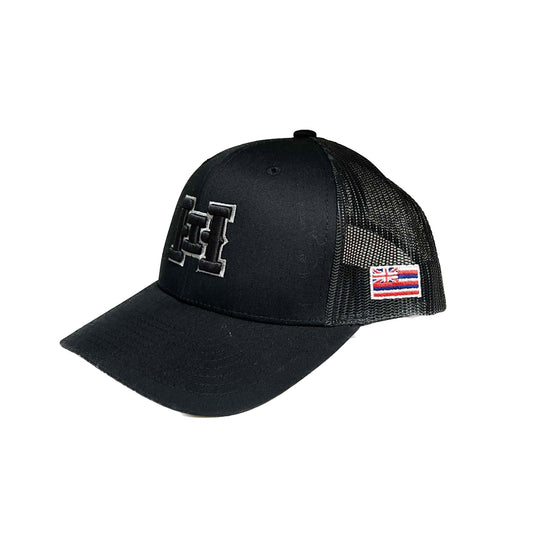 HI logo Snapback Black Mesh Curved Bill