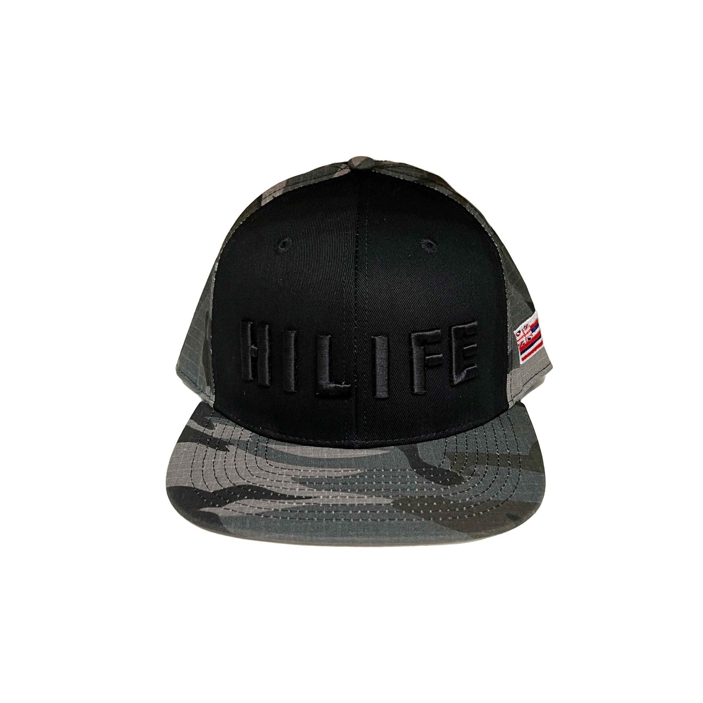 HILIFE 3D logo Snapback hats Black Gray Camo with Black front