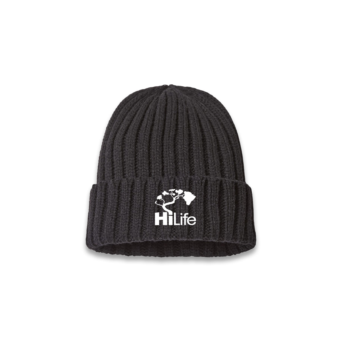 Sustainable Cable Knit Cuffed Beanie - Basic Logo Embroidery