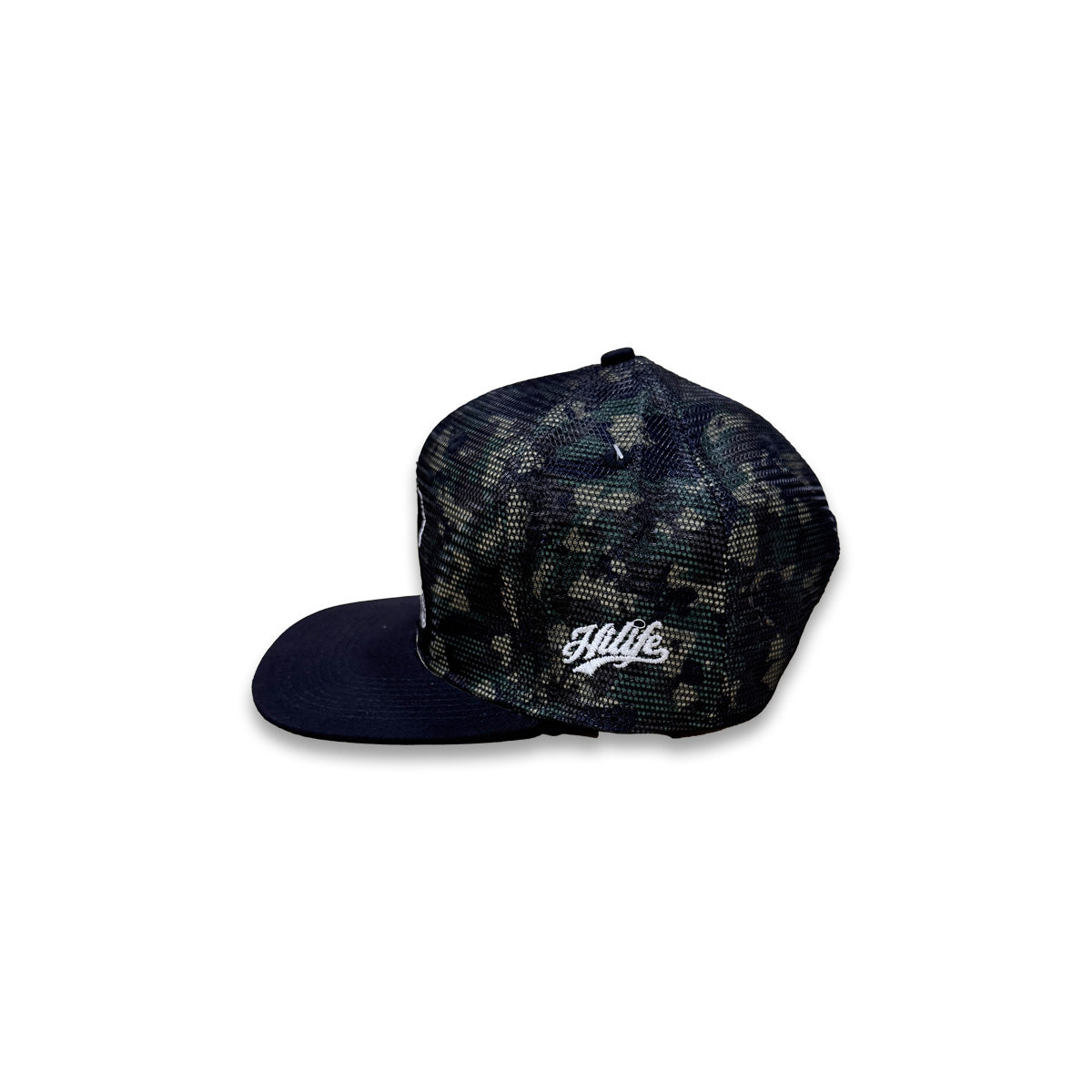 BASIC LOGO Snapback hats Woodland (Island Camo™) Meshover/ Hawaiian Flag Underbill