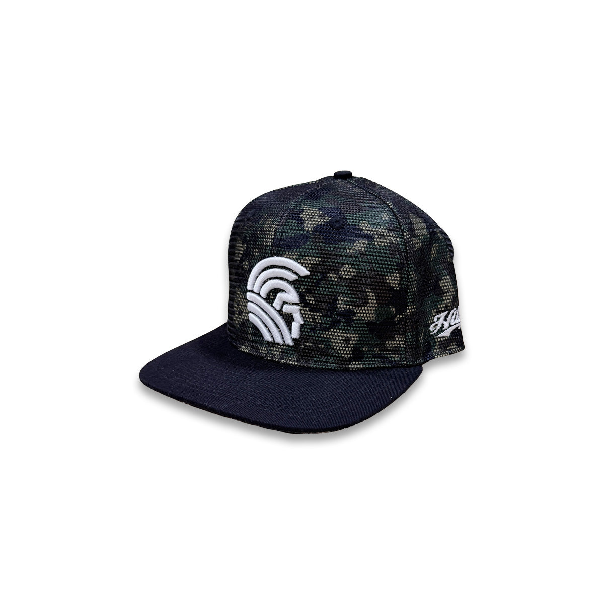 Warrior 3D Snapback hats Woodland (Island Camo™) Meshover/ Hawaiian Flag Underbill