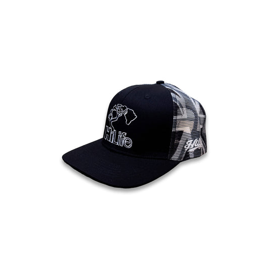 BASIC LOGO Snapback hats  Black&White Hawaiian Flag Mesh