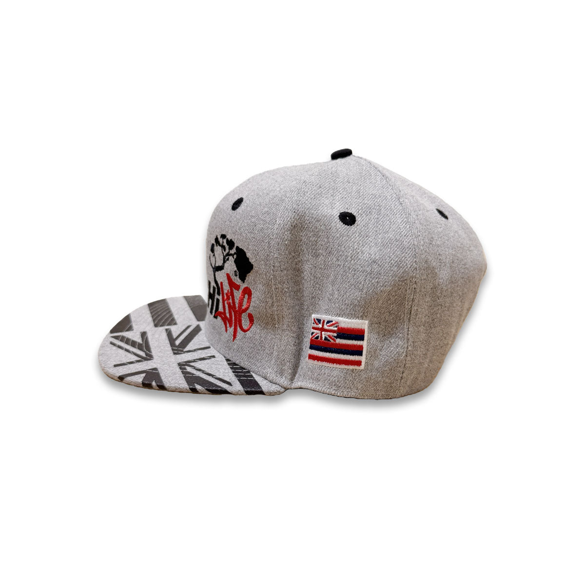 Hapa Snapback hats  Heather/Black Hawaiian Flag Bill