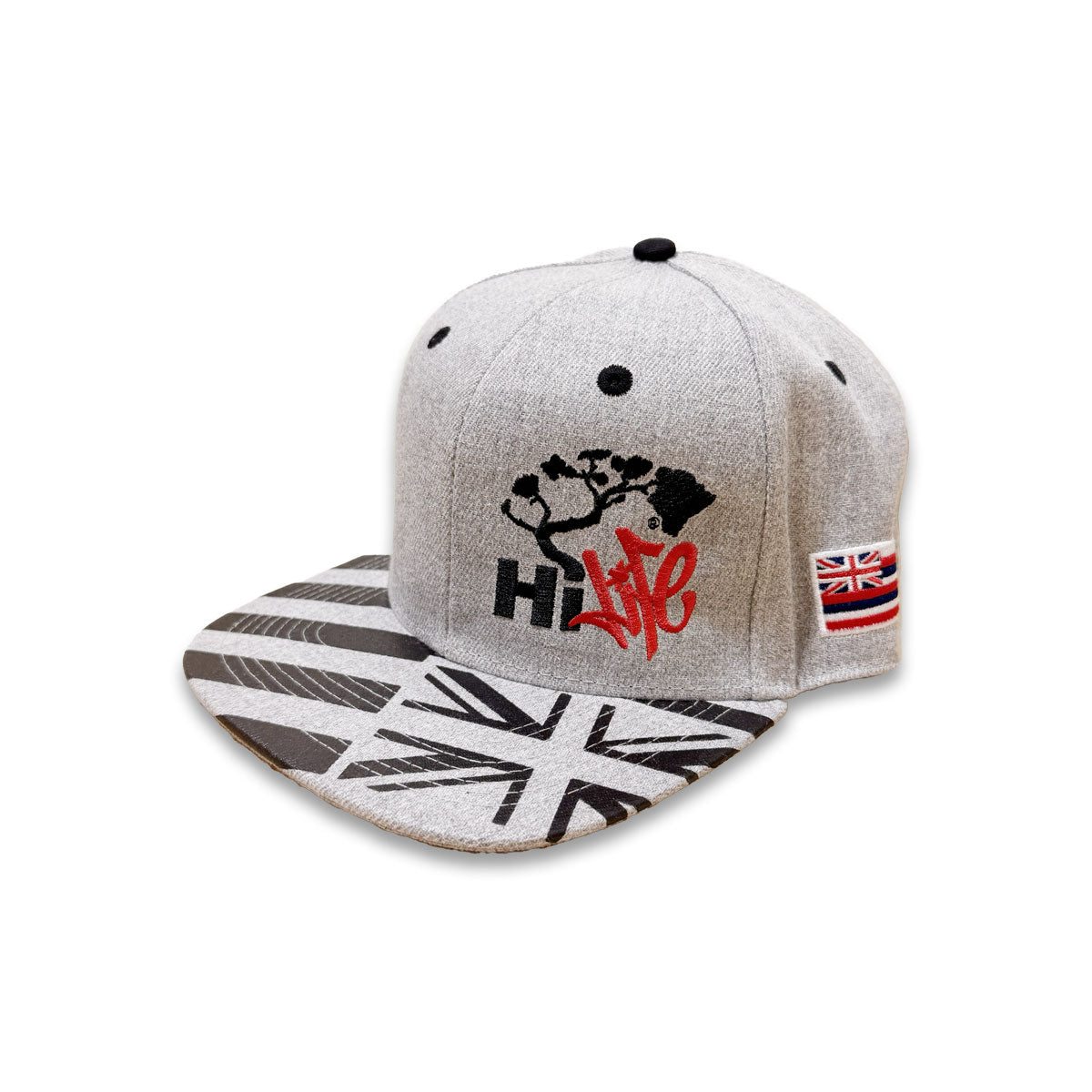 Hapa Snapback hats  Heather/Black Hawaiian Flag Bill