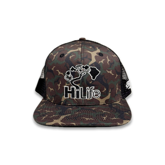 BASIC LOGO Snapback hats Woodland Iwa Camo Mesh