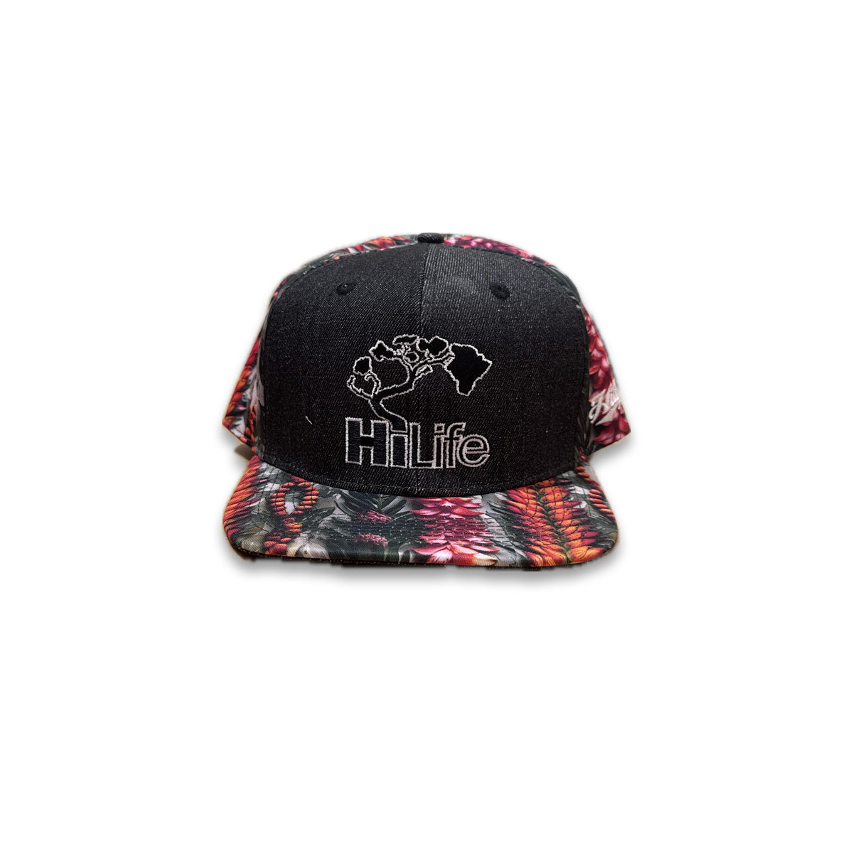 BASIC LOGO Snapback hats Black Denim/ Hawaiian Leis