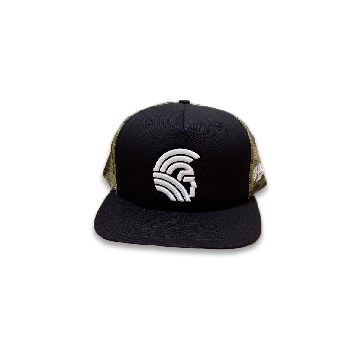 Warrior 3D Snapback hats 5 Panel Black / Camo Mesh
