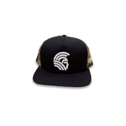 Warrior 3D Snapback hats 5 Panel Black / Camo Mesh