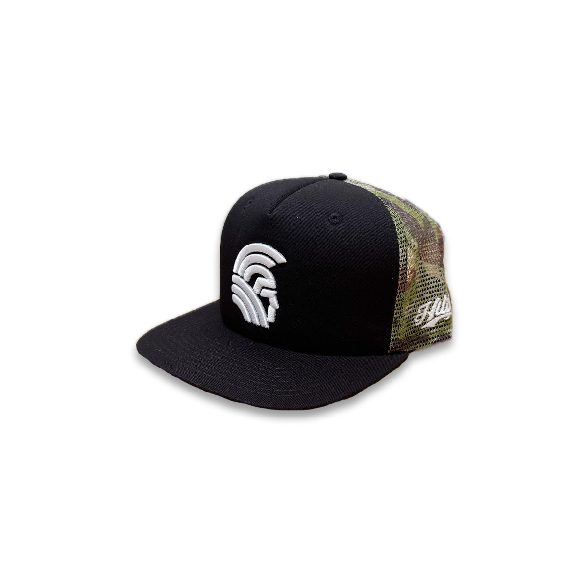 Warrior 3D Snapback hats 5 Panel Black / Camo Mesh