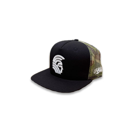 Warrior 3D Snapback hats 5 Panel Black / Camo Mesh