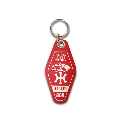 Keychain - Laser Engraved Acrylic Motel Red - HI - Key Tags